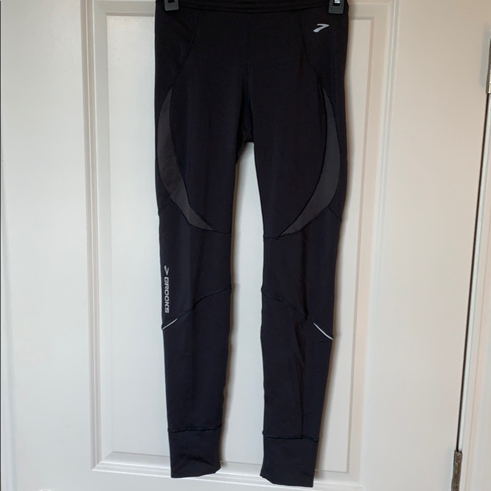 Brooks Dark Grey with Mesh Running Leggings